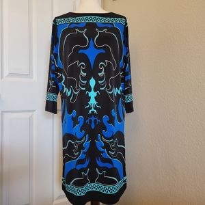 Diane Gilman Vibrant Black/Blue Dress Size M